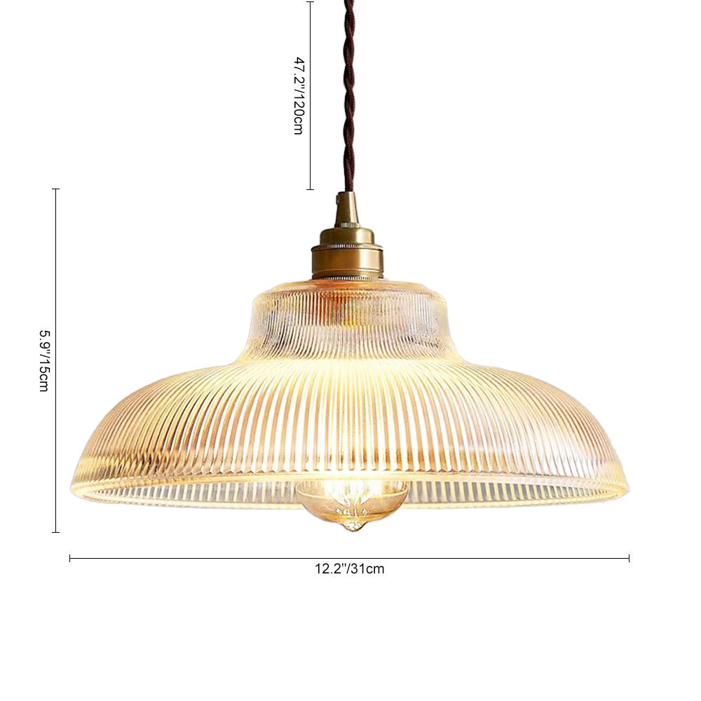 Pendelleuchte | Vintage-Design, prismatischer Glasschirm 4