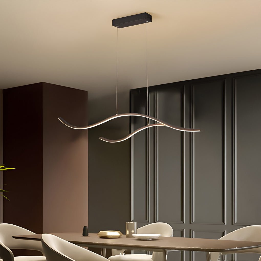 Pendelleuchte | Wellenförmige Form, Höhenverstellbar, Integrierte LED 0