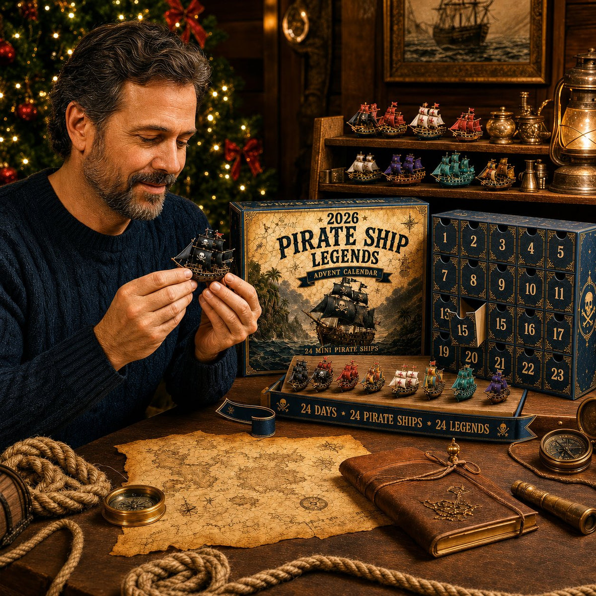 Pirate Ship Legends Adventskalender 2026 – 24 Miniatur-Piratenschiffe für Abenteuer und maritime Dekoration 2