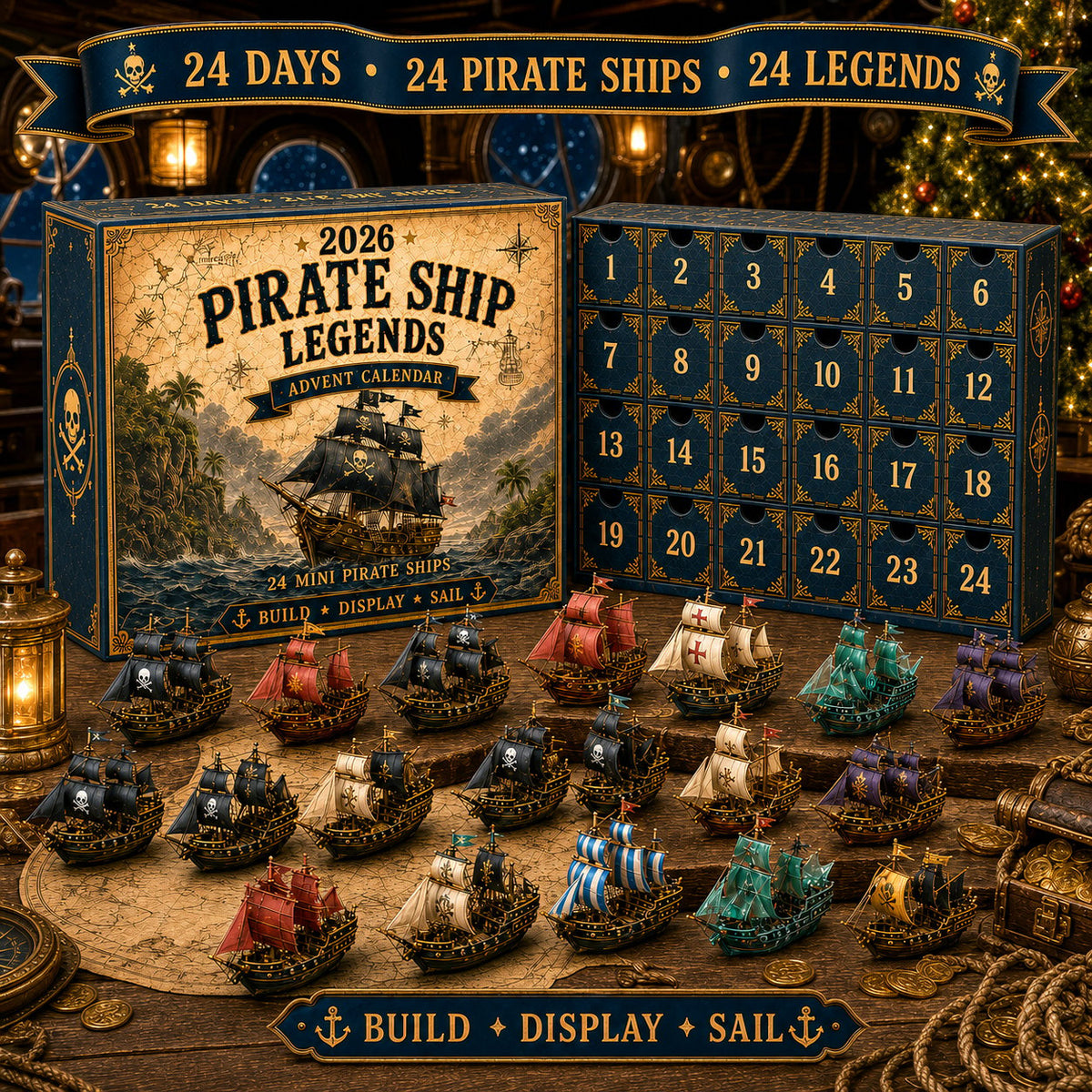 Pirate Ship Legends Adventskalender 2026 – 24 Miniatur-Piratenschiffe für Abenteuer und maritime Dekoration 5