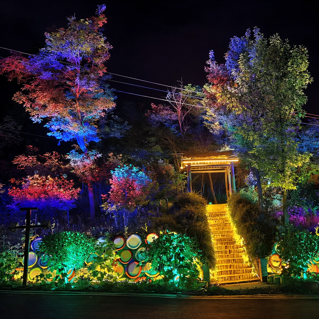 RGB LED Gartenstrahler IP65 Wasserdicht mit Einstellbarem Abstrahlwinkel für Außenbeleuchtung