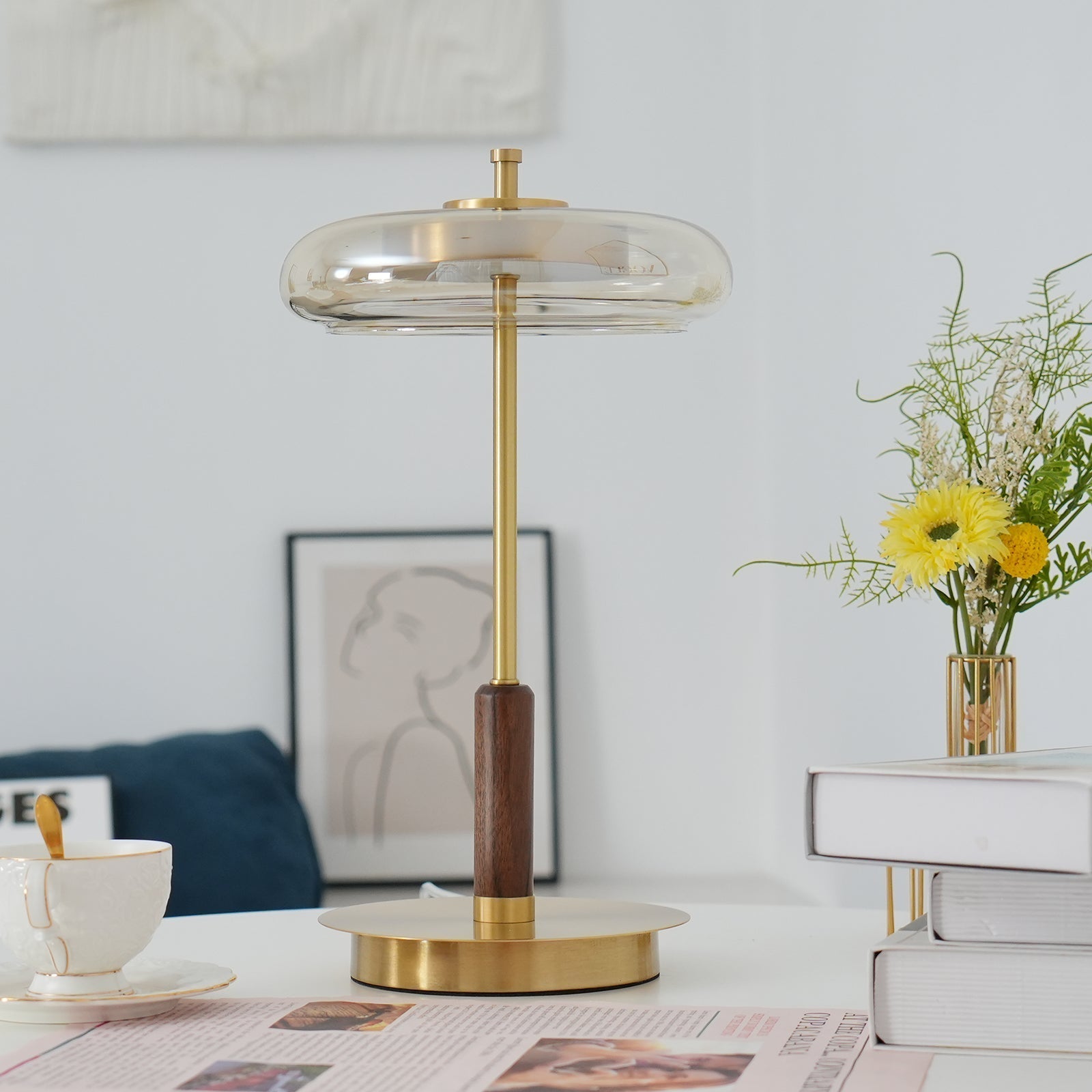 LumoRaldo Tischlampe Modern LED Gold Schwarz für Wohnzimmer