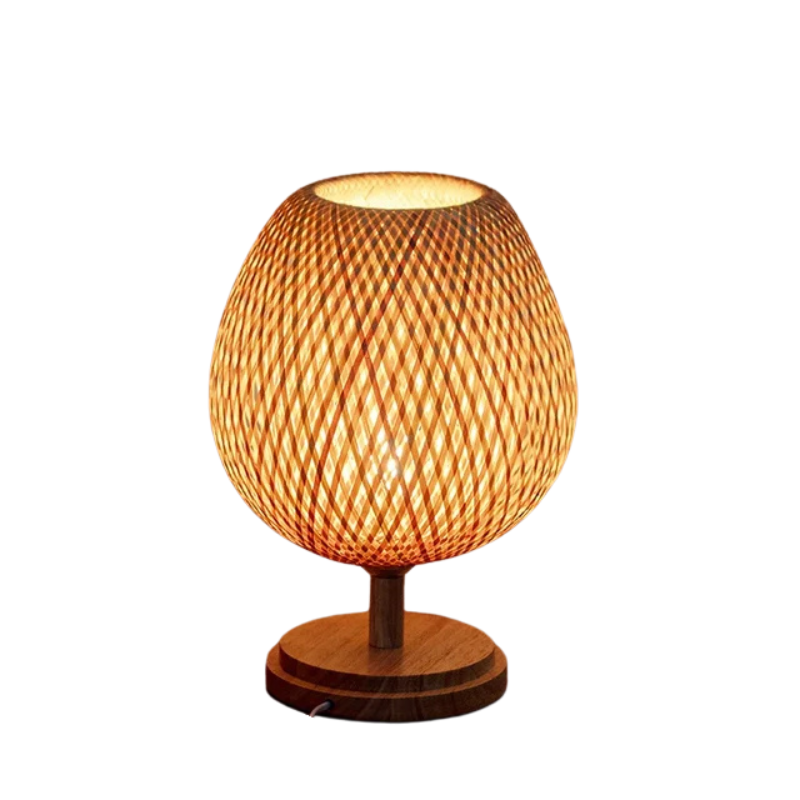 RusticLight Vintage Bamboo Tischlampe für Wohnzimmer