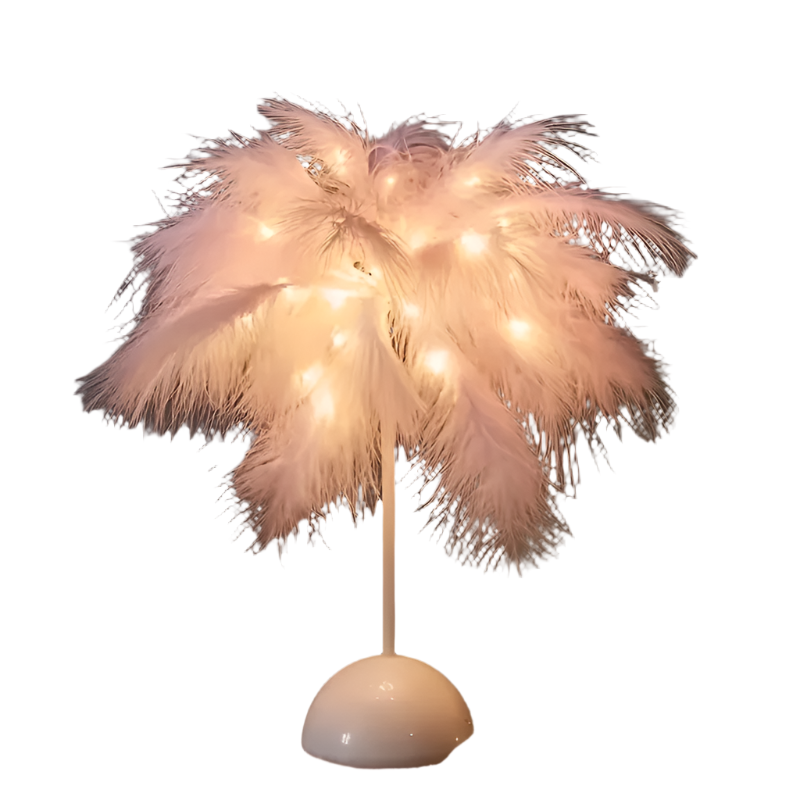 FeatherLight – Elegante Feder-Tischlampe mit Weißem Design für Wohnzimmer