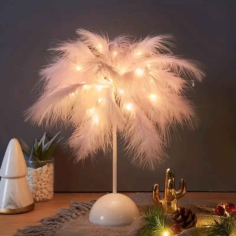 FeatherLight – Elegante Feder-Tischlampe mit Weißem Design für Wohnzimmer