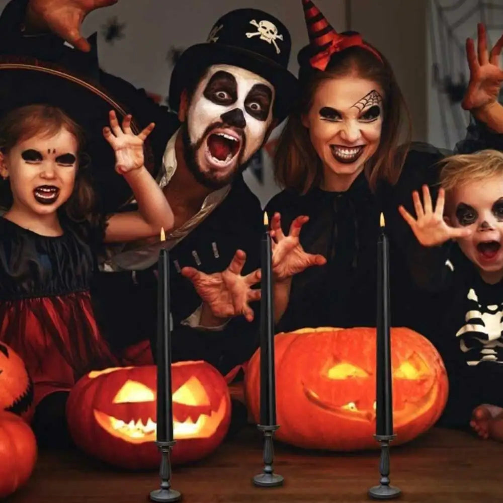 ShadowGlow – Rustikale LED-Kerzen mit Timer Schwarz für Terrasse