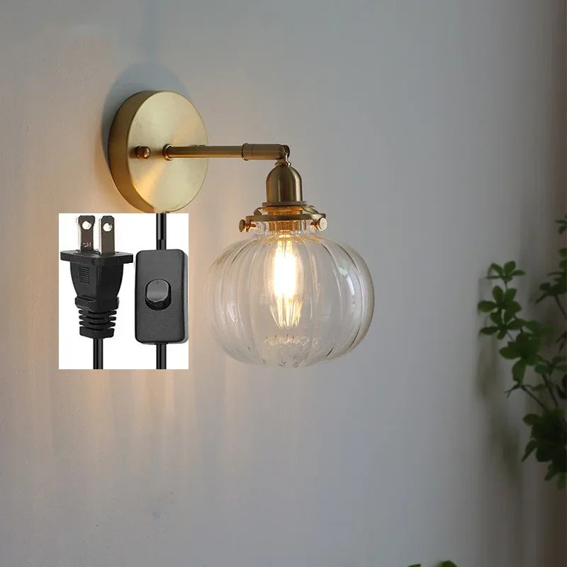 LichtZen - Nordisch moderne Wandleuchte mit Zugschalter - Glas und Eisen für Schlafzimmer oder Bad