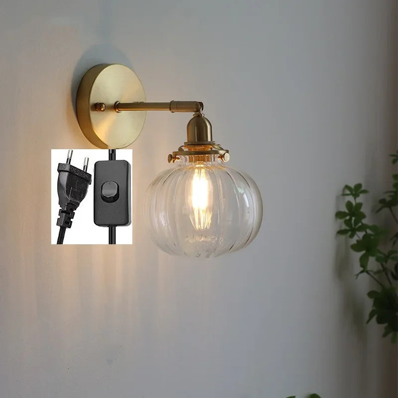 LichtZen - Nordisch moderne Wandleuchte mit Zugschalter - Glas und Eisen für Schlafzimmer oder Bad