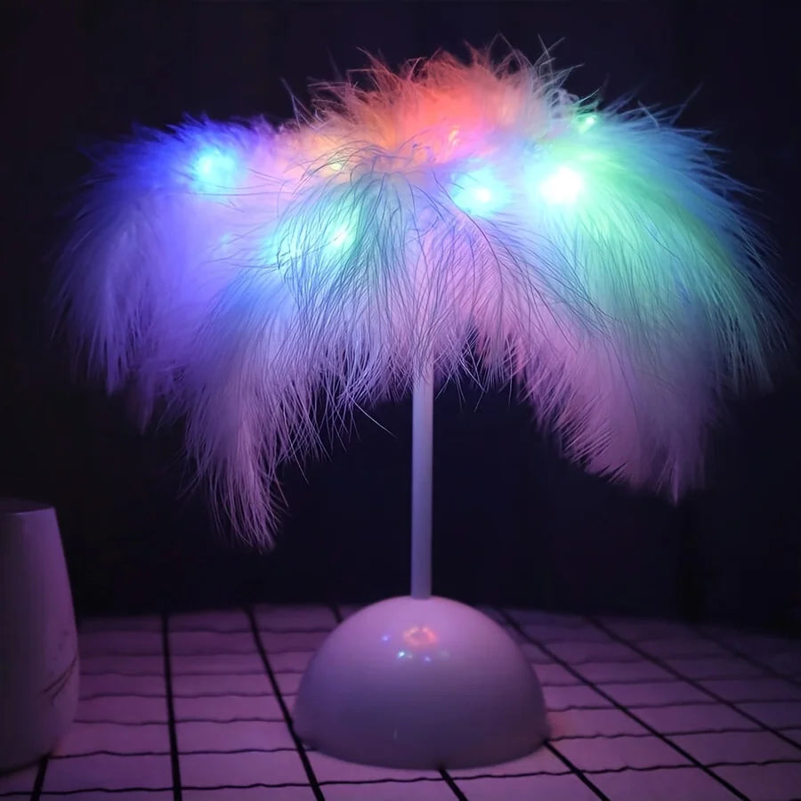 FeatherLight – Elegante Feder-Tischlampe mit Weißem Design für Wohnzimmer