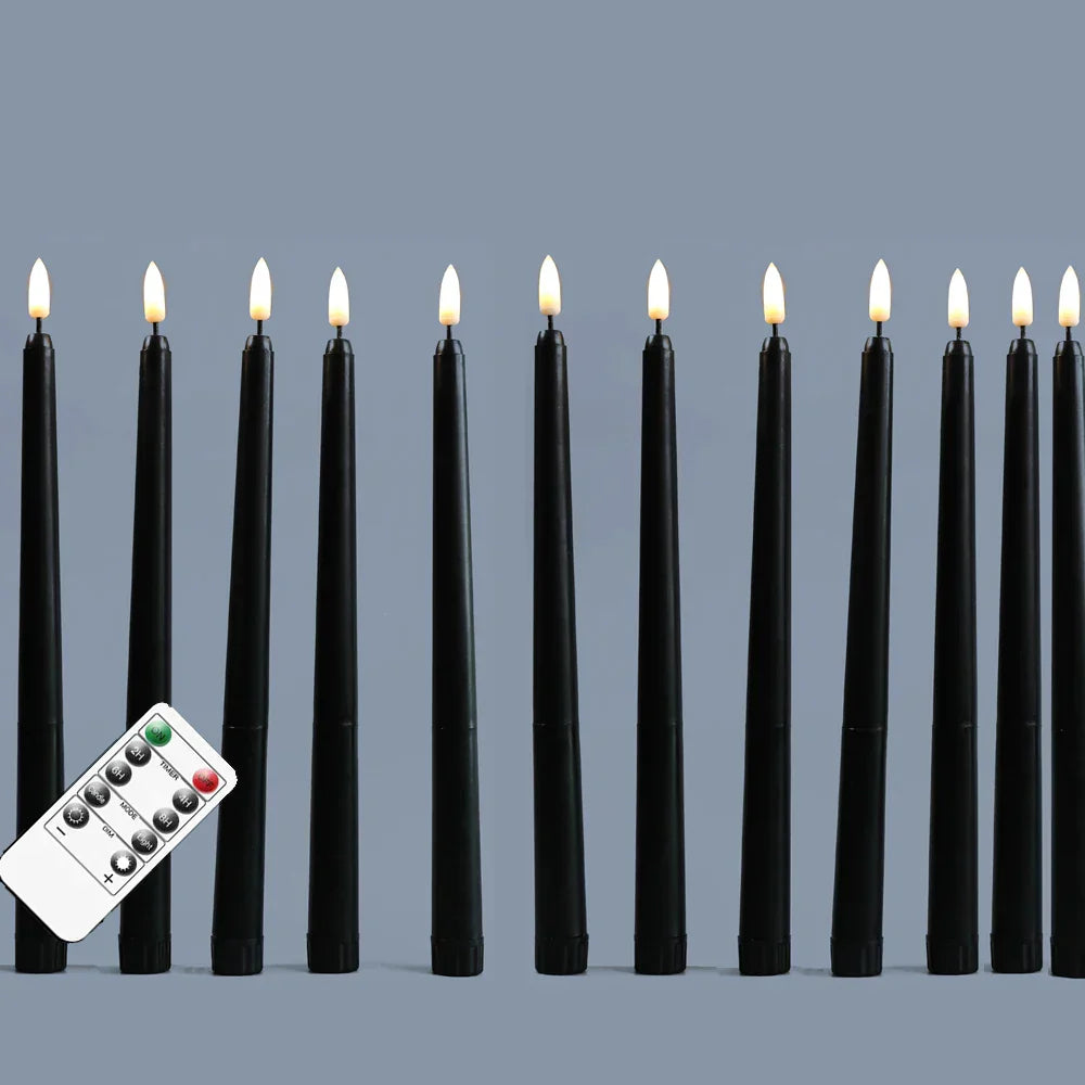 ShadowGlow – Rustikale LED-Kerzen mit Timer Schwarz für Terrasse
