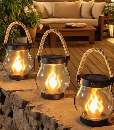 Nordlicht Solar-Laterne modern LED wetterfest schwarz Garten