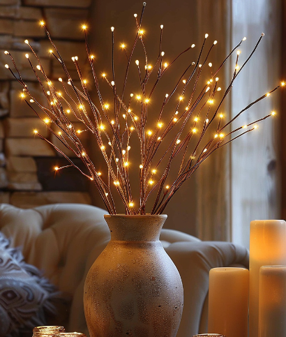 LeuchtWeide Lampe im Naturstil mit warmem LED-Licht