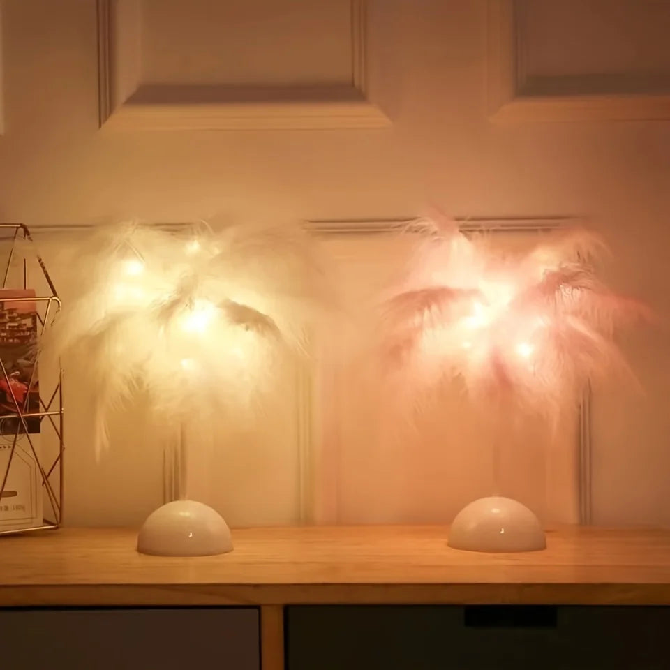 FeatherLight – Elegante Feder-Tischlampe mit Weißem Design für Wohnzimmer