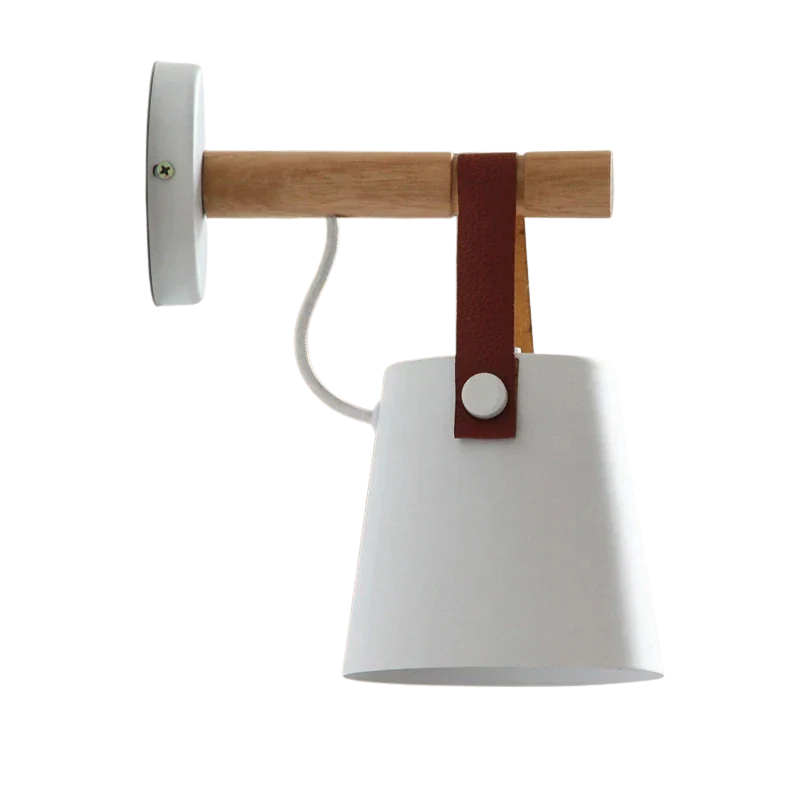 SkandiShine - LED-Wandleuchte mit Holz & Leder