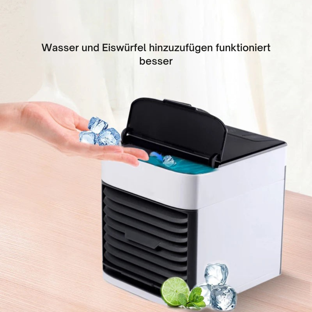Mobile Klimaanlage 2-in-1 USB – Leise 28dB – Wassergekühlte Luftzirkulation – Für Büro und Zuhause