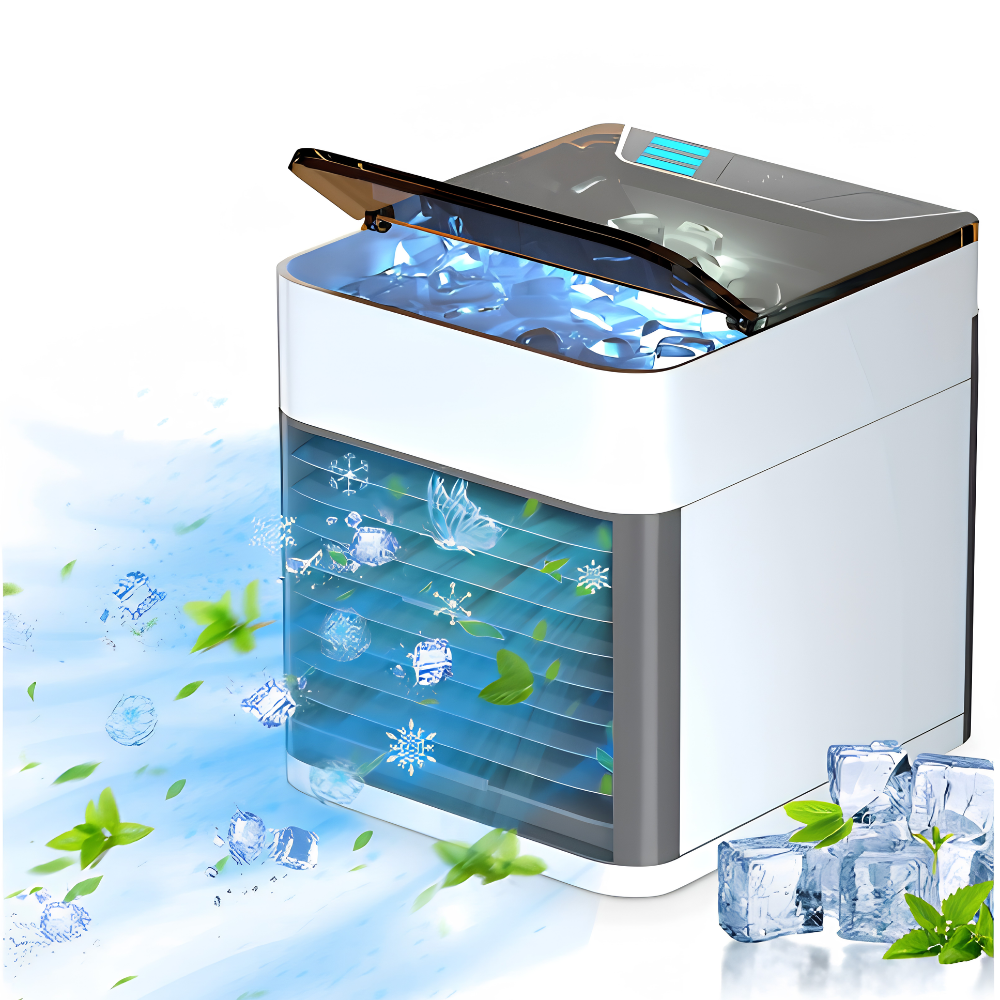 Mobile Klimaanlage 2-in-1 USB – Leise 28dB – Wassergekühlte Luftzirkulation – Für Büro und Zuhause