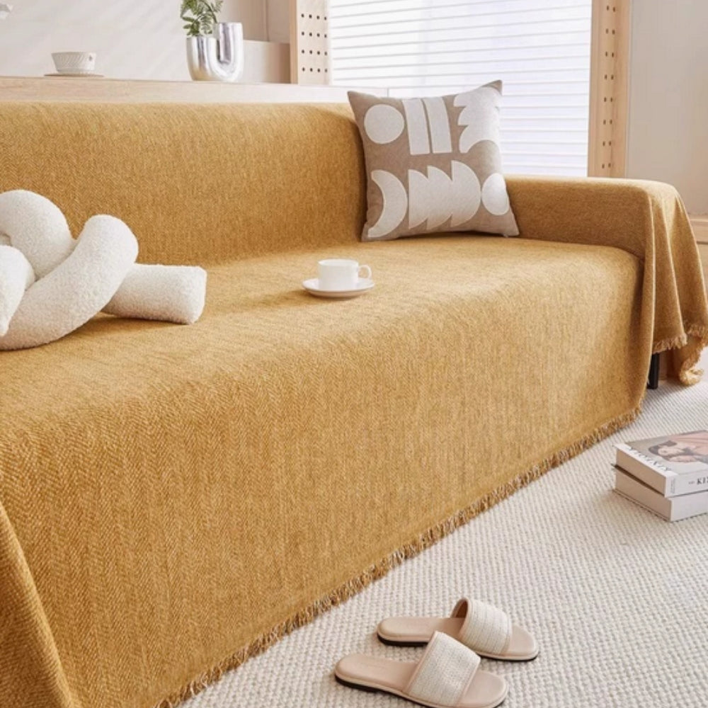 Sofabezug | Chenille, Dekorative Quasten 5