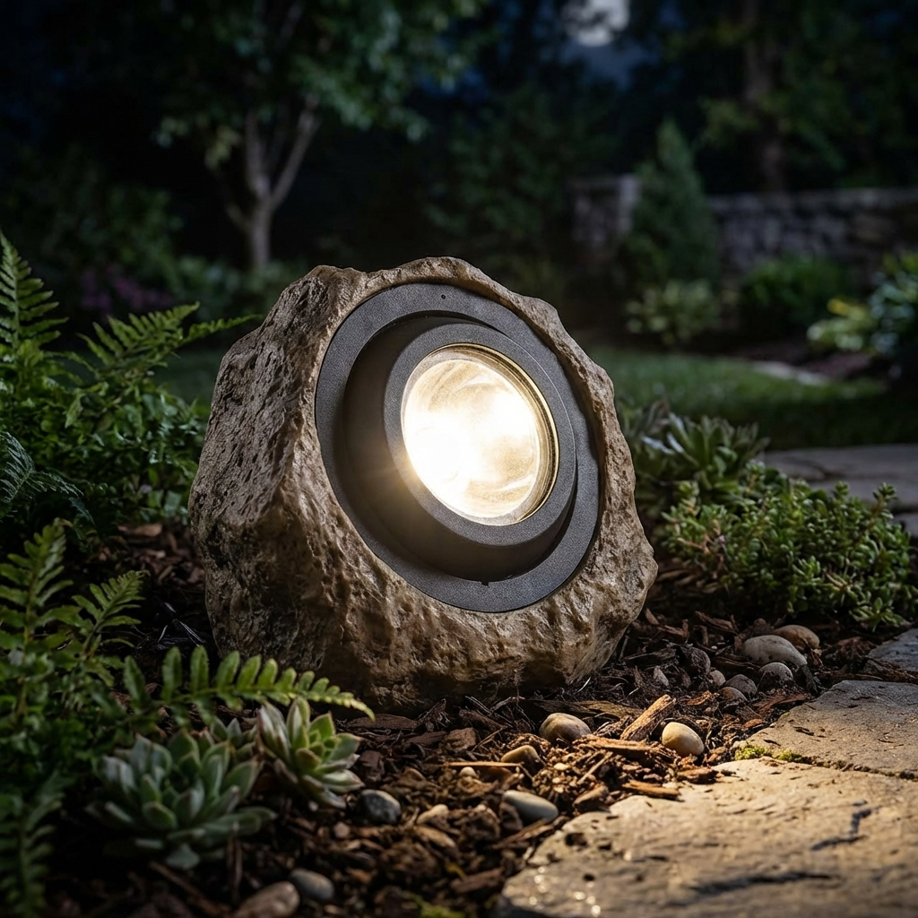 Solar Gartenleuchte LED Warmweiß Außen in Steinoptik IP65 für Garten und Einfahrt Modern