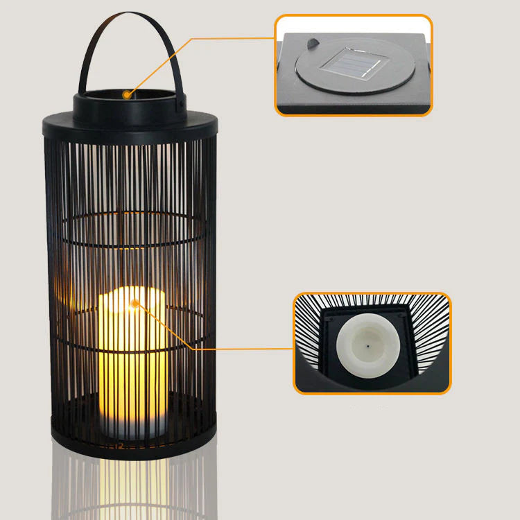 Solar Laterne LED Warmweiß Außen für Garten und Terrasse IP65 Boho Design Schwarz Metall