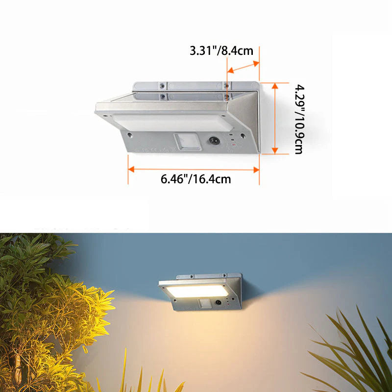 Solar Wandleuchte LED Warmweiß Außen IP65 für Fassade und Garten Modern Rechteckig Schwarz