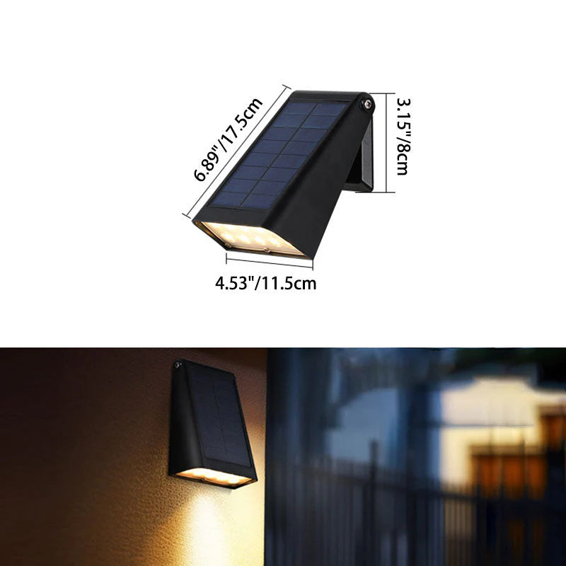 Solar Wandleuchte LED Warmweiß Außen IP65 für Fassade und Garten Modern Rechteckig Schwarz