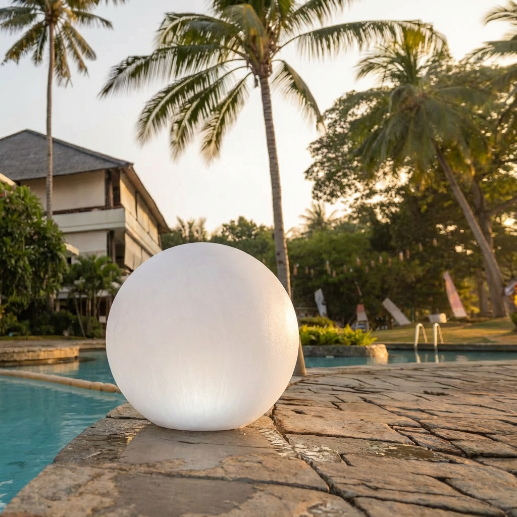 Solar Gartenleuchte LED 40 cm Warmweiß Außen IP65 mit Fernbedienung Kugel Modern für Terrasse und Pool