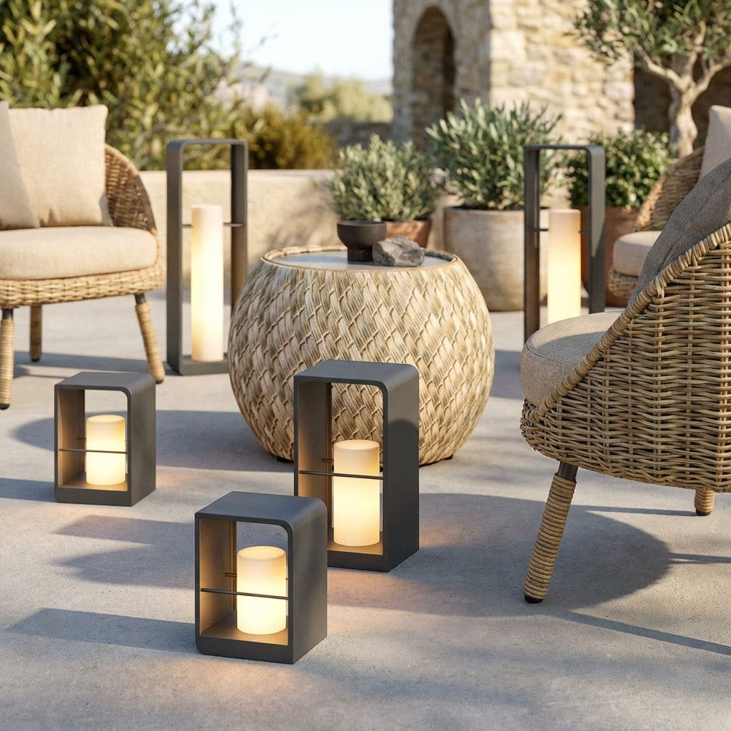 Solar Gartenleuchte LED Warmweiß Außen IP65 Wasserdicht Modern für Terrasse und Balkon in Anthrazit