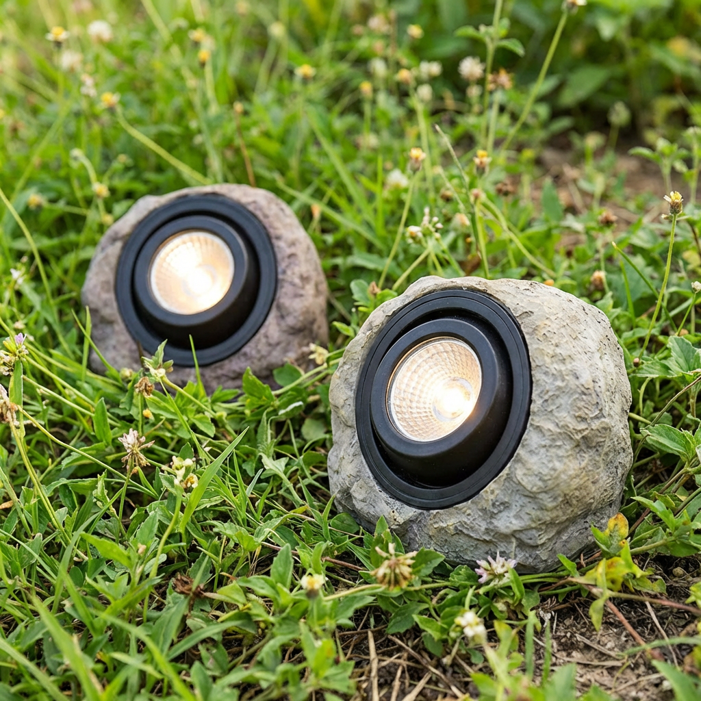 Solar Gartenleuchte LED Warmweiß Außen IP65 in Steinoptik mit Lichtsensor für Garten und Einfahrt