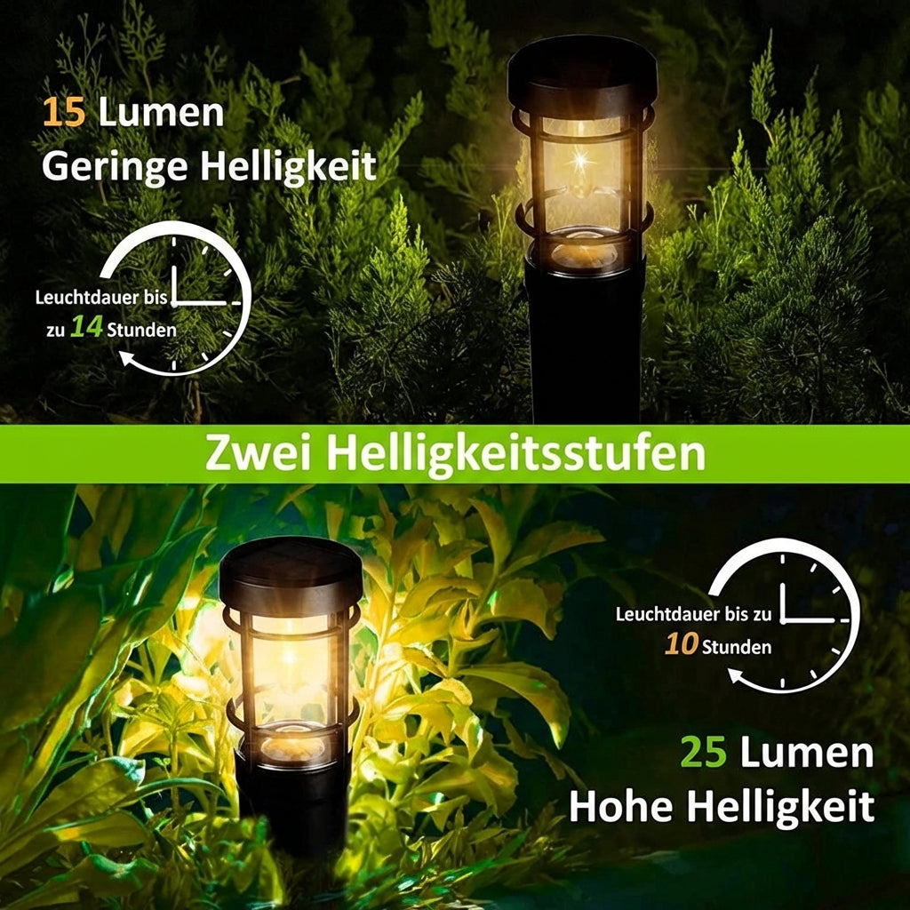 Solar Gartenleuchte LED Warmweiß Außen IP65 mit Dämmerungssensor Modern Schwarz für Wege und Rasen