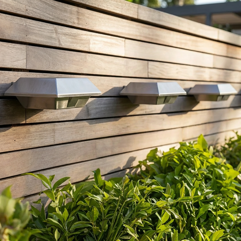 Solar Wandleuchte LED Warmweiß Außen IP65 aus Edelstahl Quadratisch Modern für Garten und Terrasse