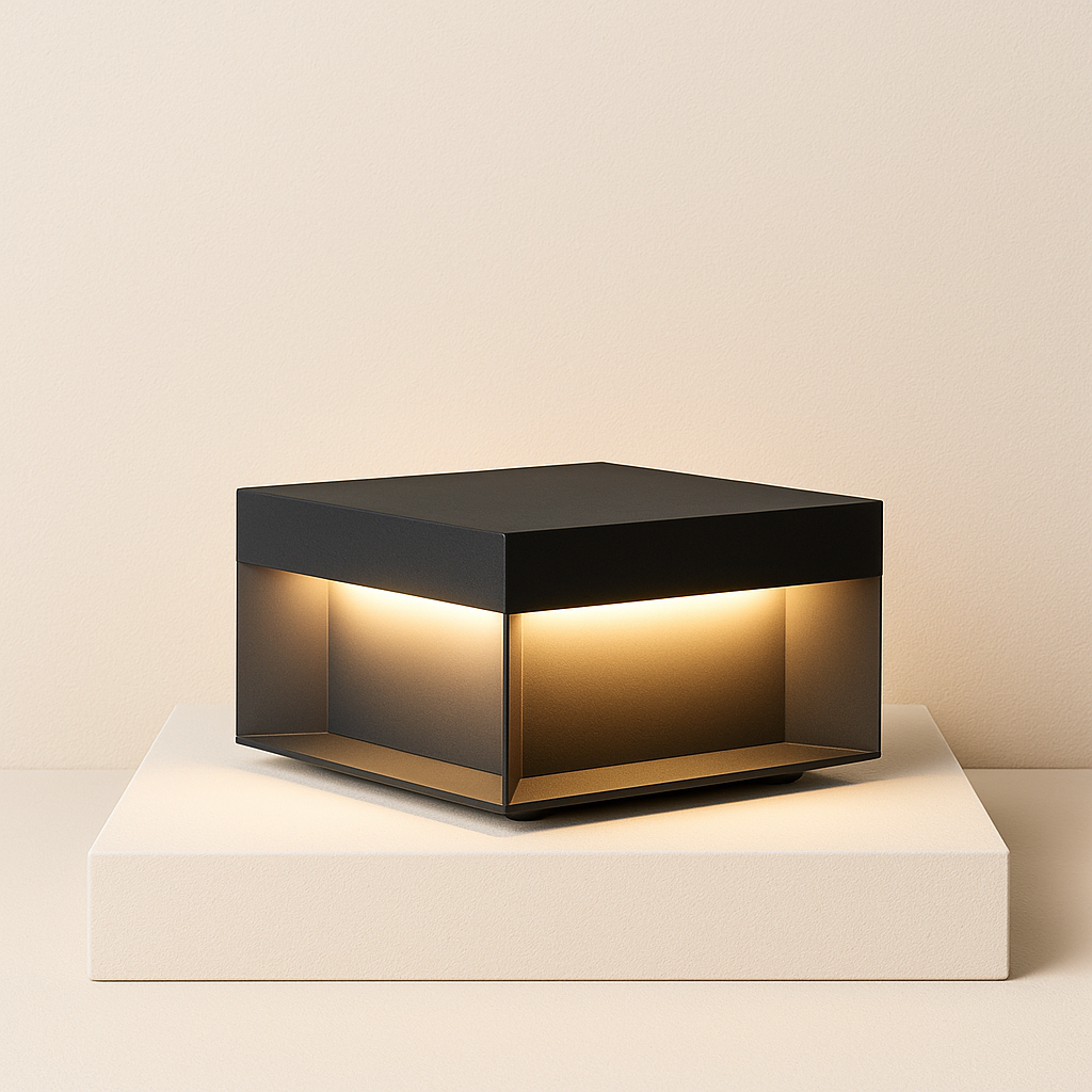 Solarleuchte | Modernes Würfeldesign, Edelstahlkonstruktion 0