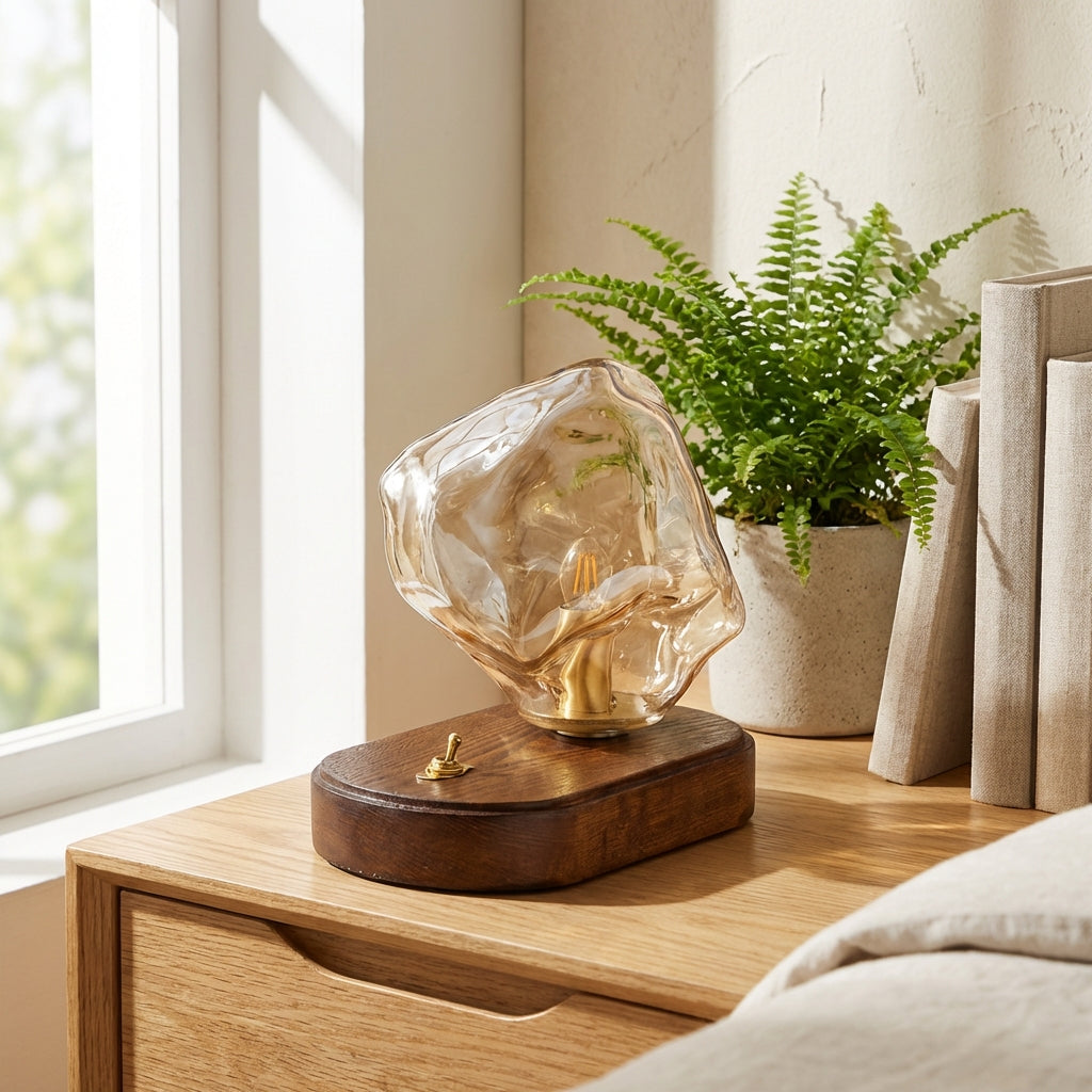 SteinLuxe – Moderne Tischlampe LED in Steinoptik für Wohnzimmer