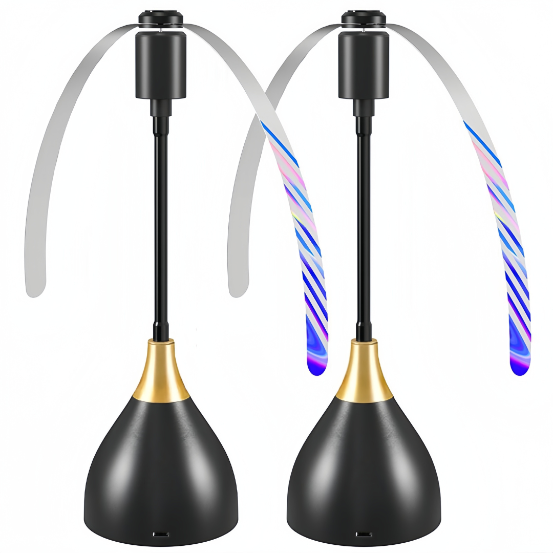 Tischventilator | Schwarzer Kunststoff, Flexible Flügel, USB- und Batteriebetrieb 0