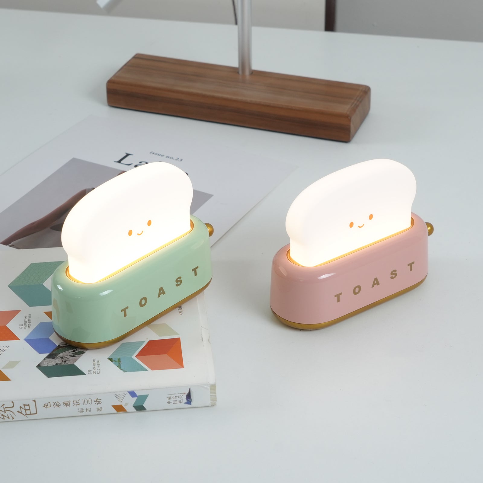 ToastGlow Tischlampe – Retro, Akku, Warmlicht, für Wohnzimmer