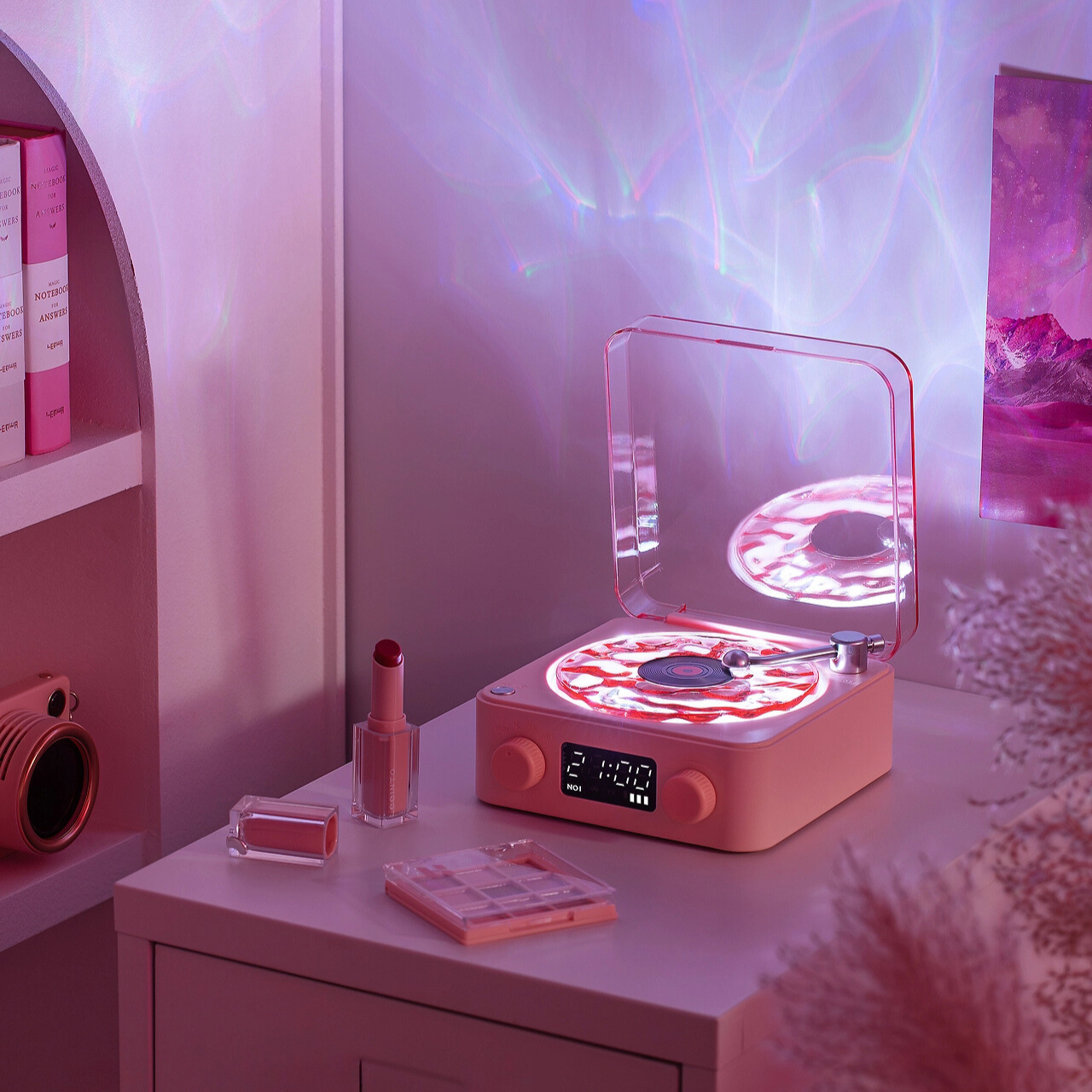 TuneGlow Tischlampe modern mit Bluetooth & LED Licht beige