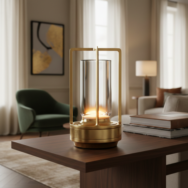 LumiGlow | Dimmbare Tischlampe mit handpoliertem Kristallglas