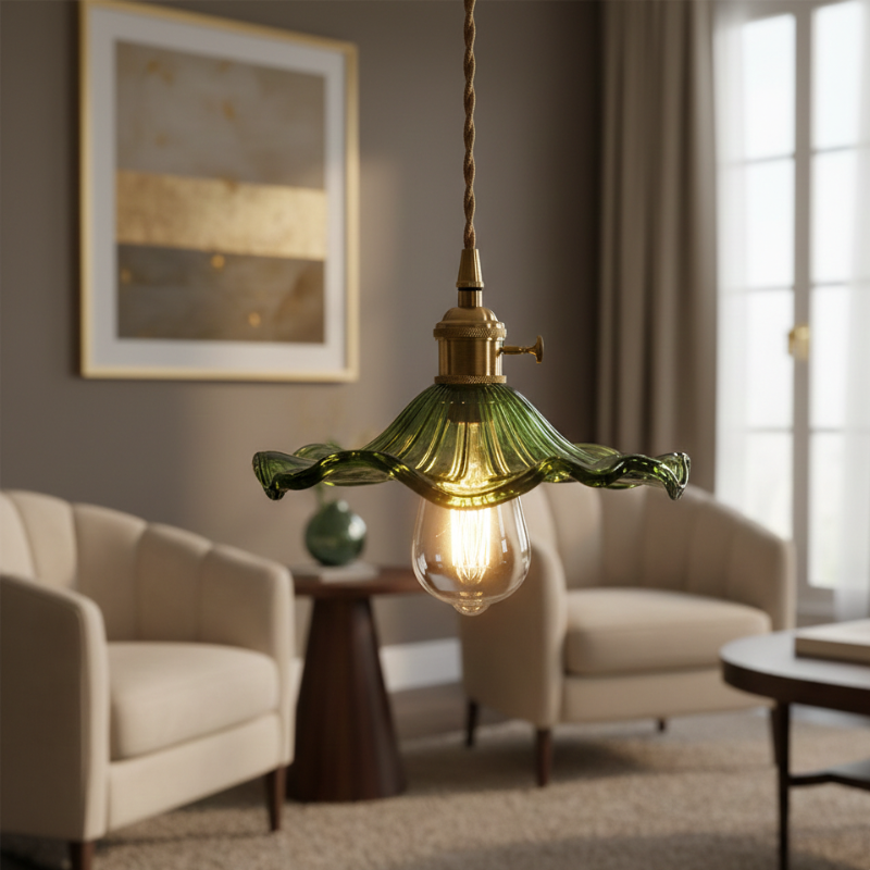 Tropical Bloom Pendelleuchte aus Glas & Messing