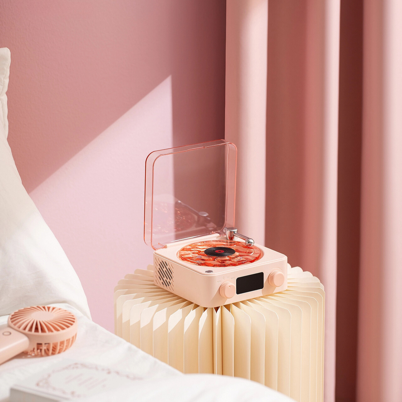 TuneGlow Tischlampe modern mit Bluetooth & LED Licht beige