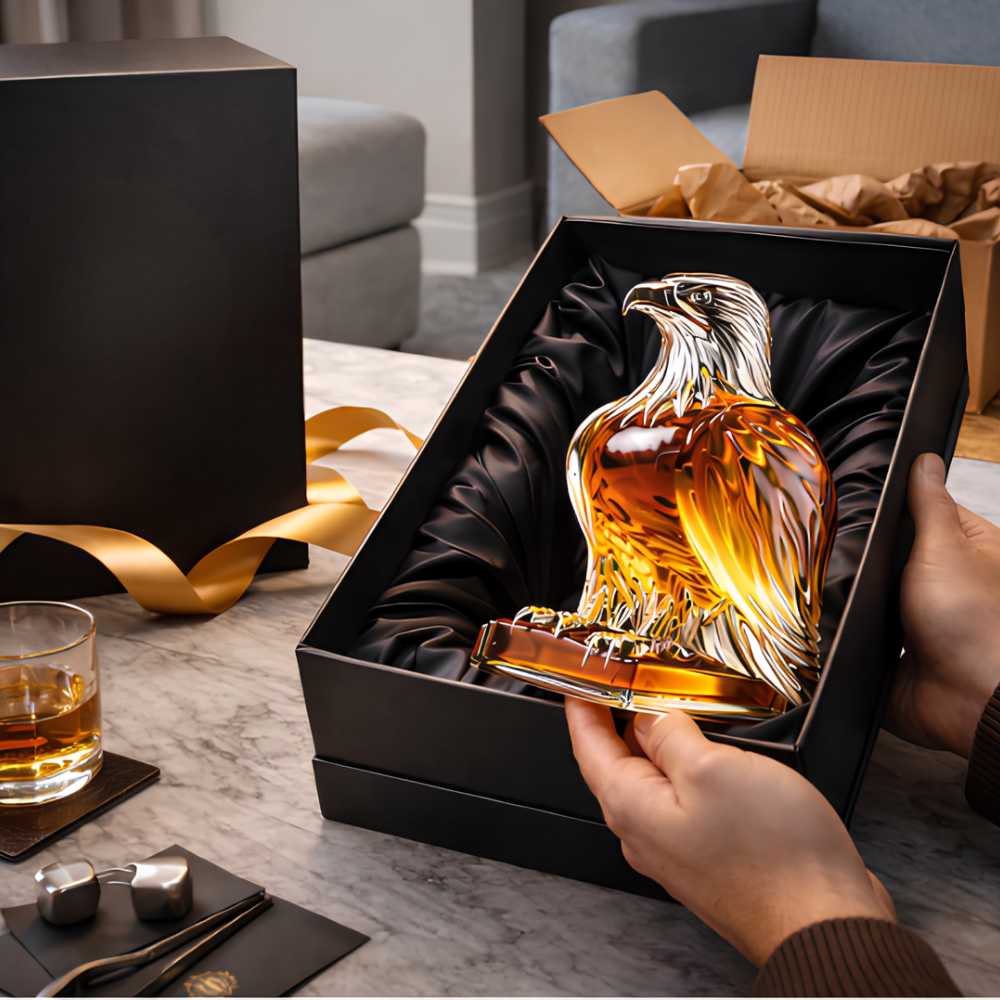 Whisky Karaffe Aquila Edition 350ml – Adler Design Glasflasche für Hausbar & Sammler – Luftdichter Verschluss