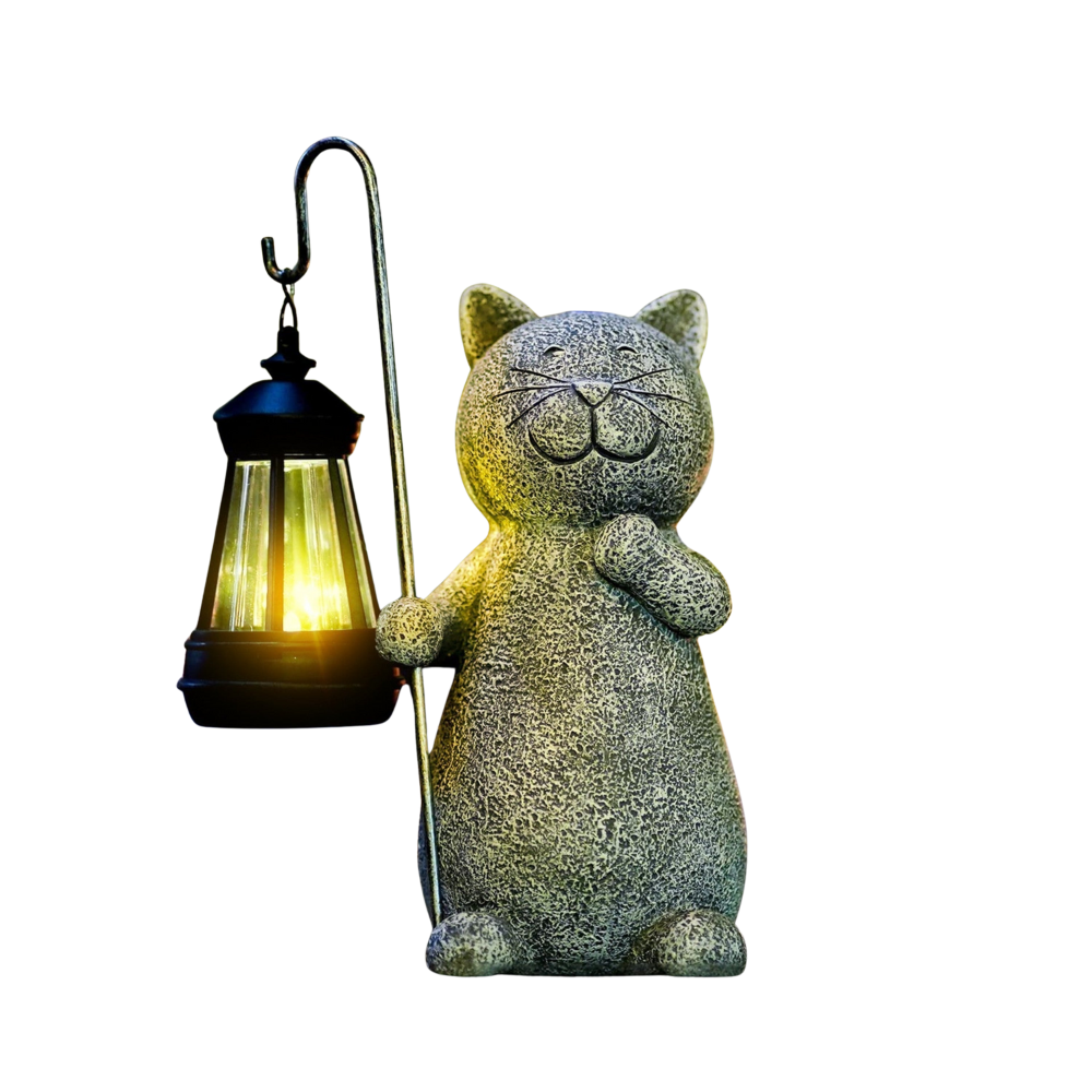 MiraKat Solar Deko Lampe – Katze, Warmlicht, Für Garten