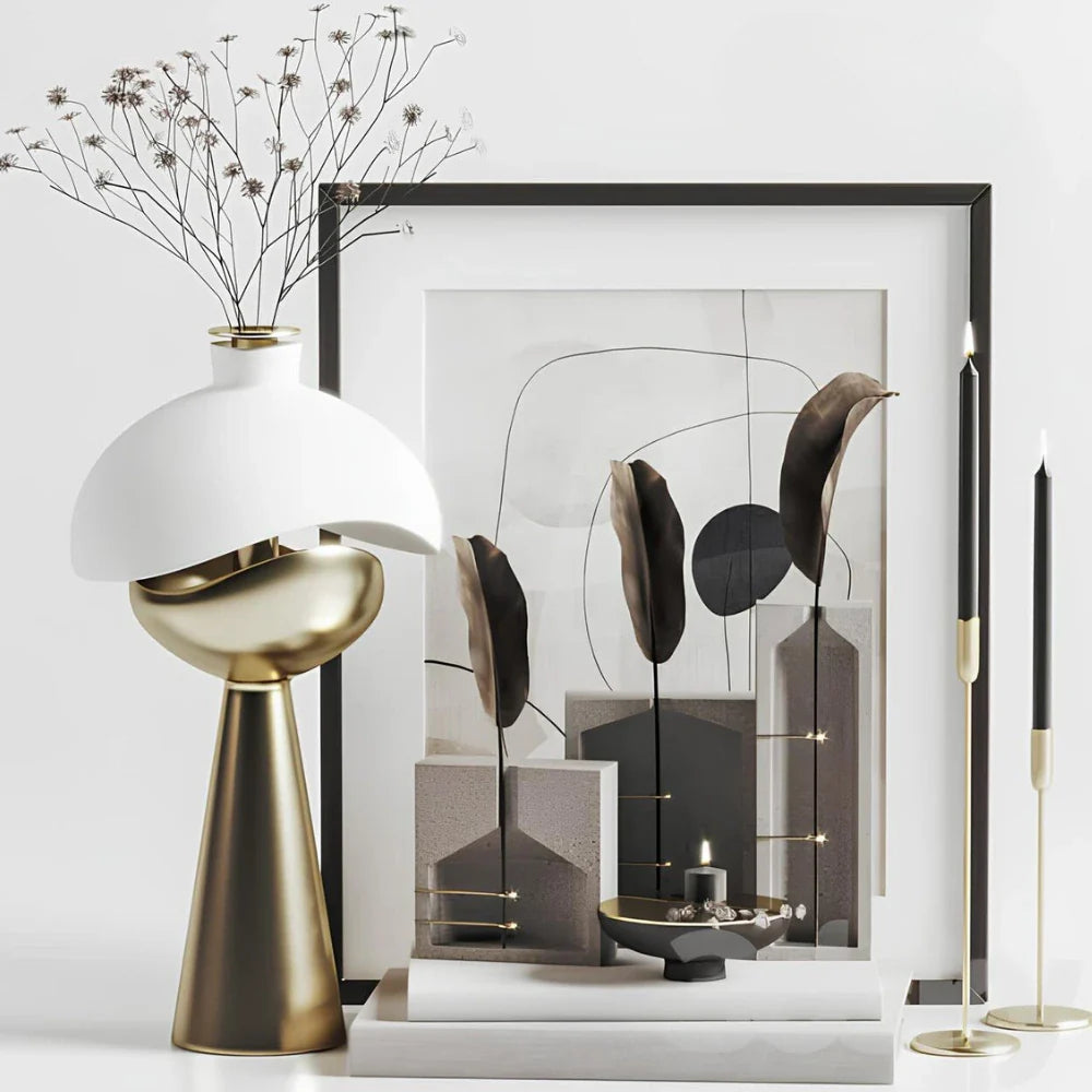 LumoKuppel Skulptur-Tischlampe Modern LED Design Weiß für Wohnzimmer