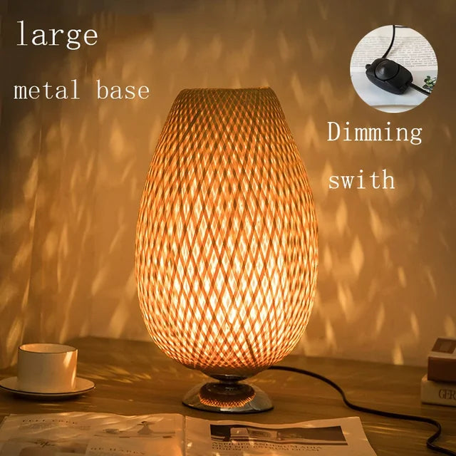 RusticLight Vintage Bamboo Tischlampe für Wohnzimmer