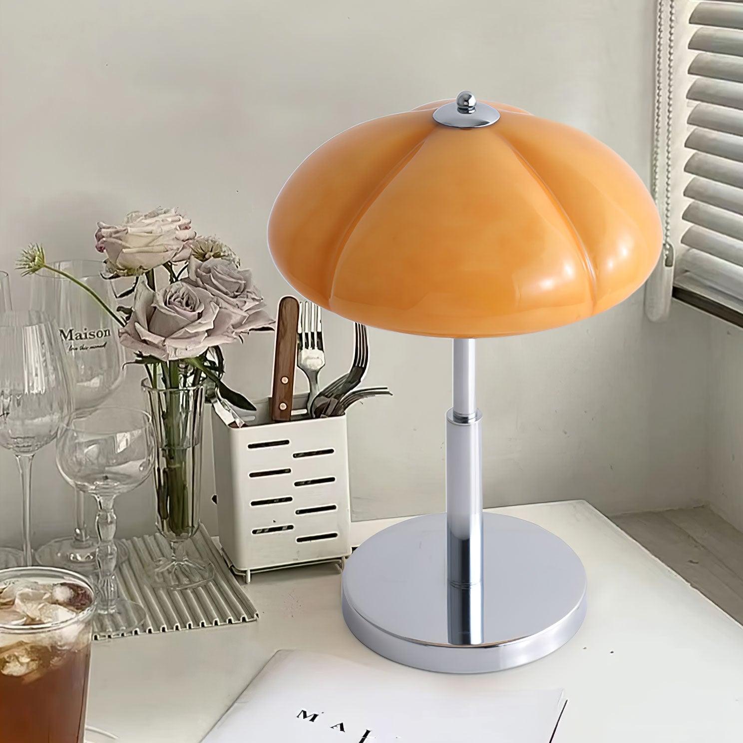 MushGlow Bauhaus Tischlampe – Modernes Pilzdesign Dimmbar Weiß Wohnzimmer
