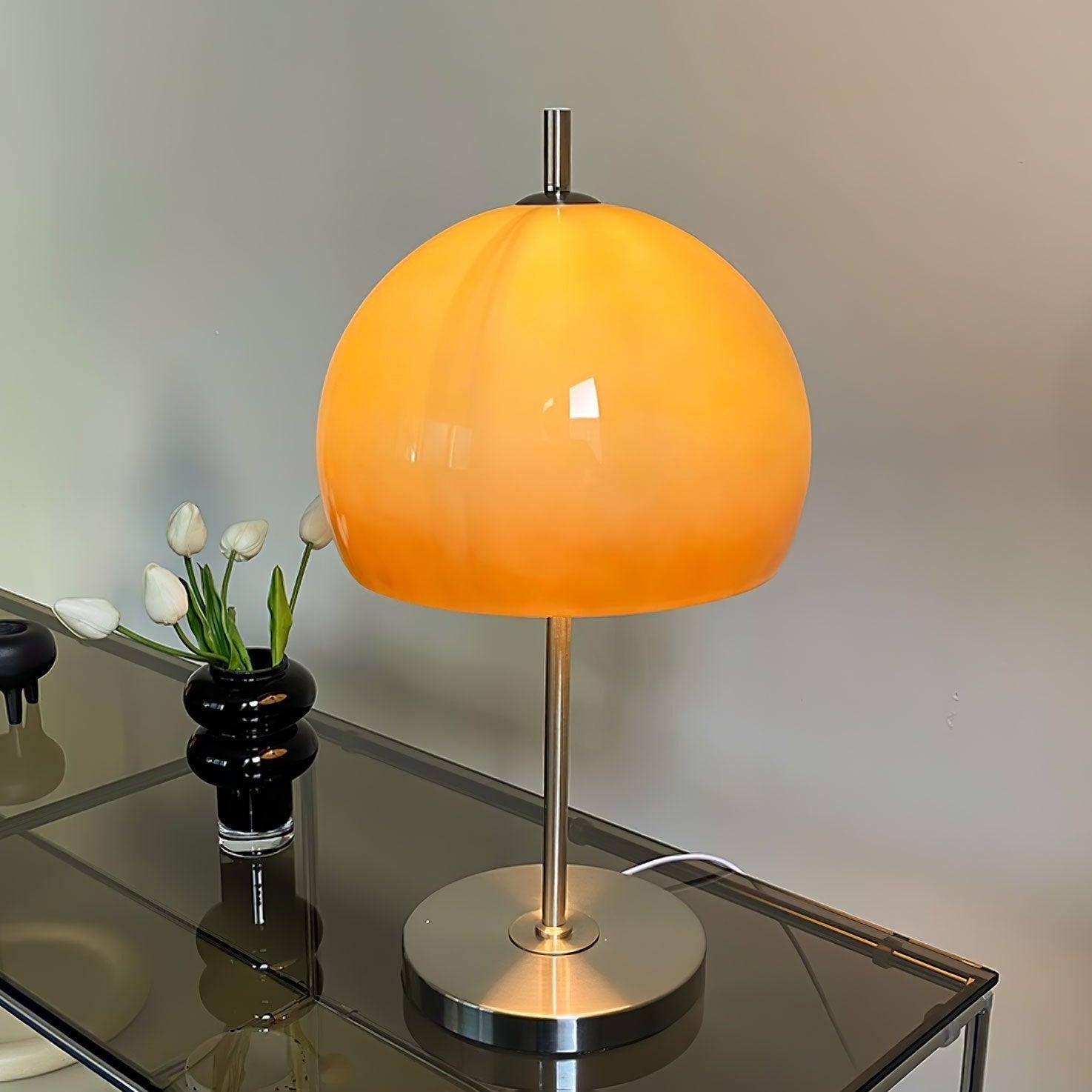 BauPilz Tischlampe – Retro-Stil, Pilzform, Weiß, für Wohnzimmer