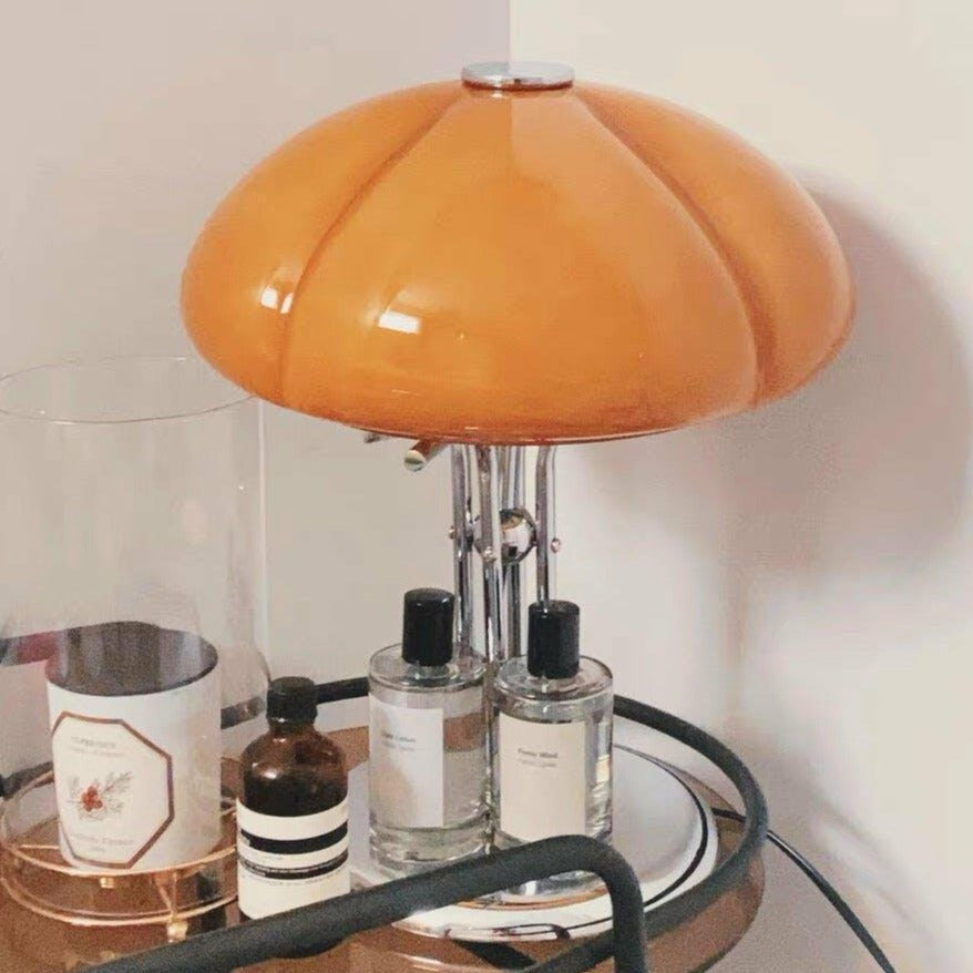 BauPilz Tischlampe – Retro-Stil, Pilzform, Weiß, für Wohnzimmer