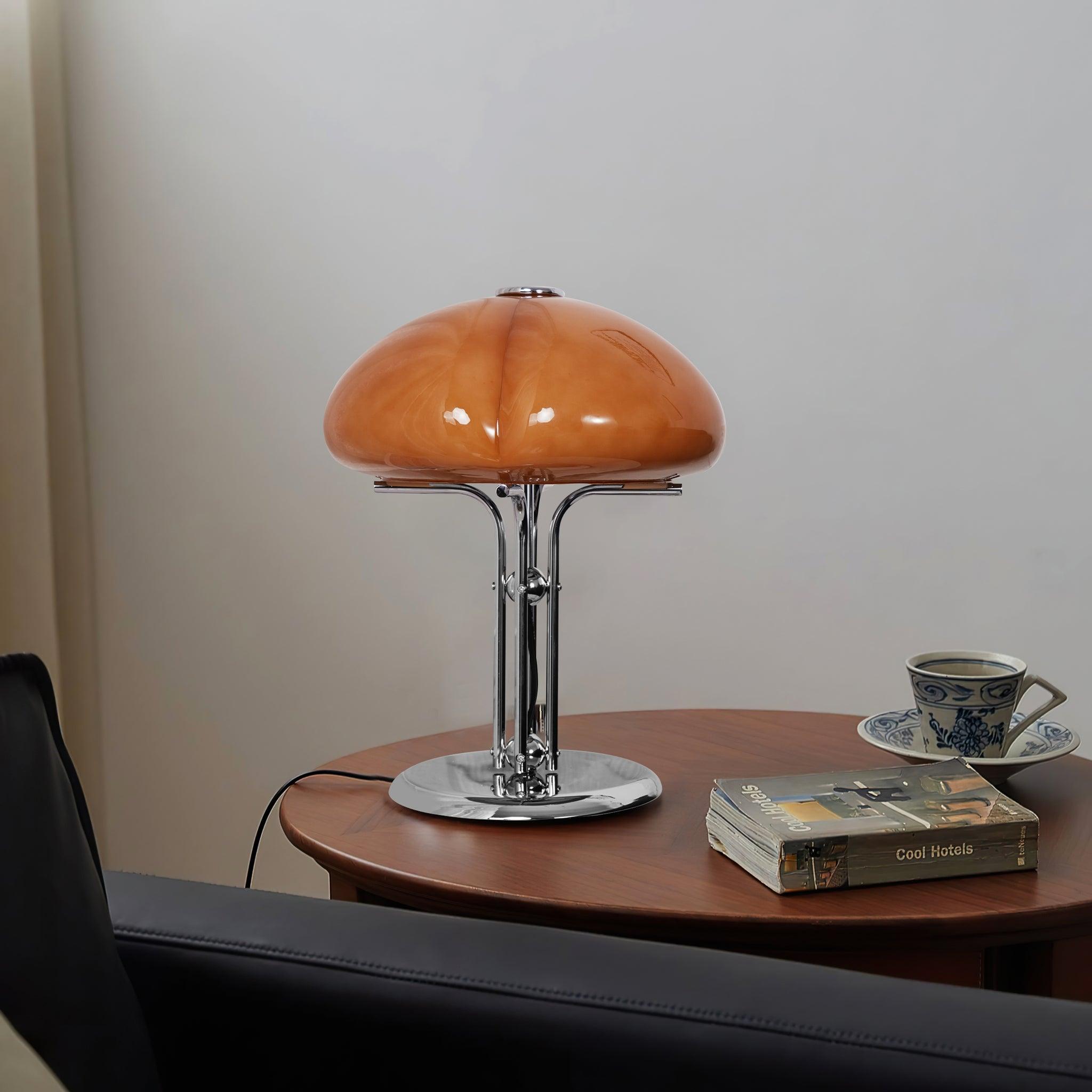 BauPilz Tischlampe – Retro-Stil, Pilzform, Weiß, für Wohnzimmer