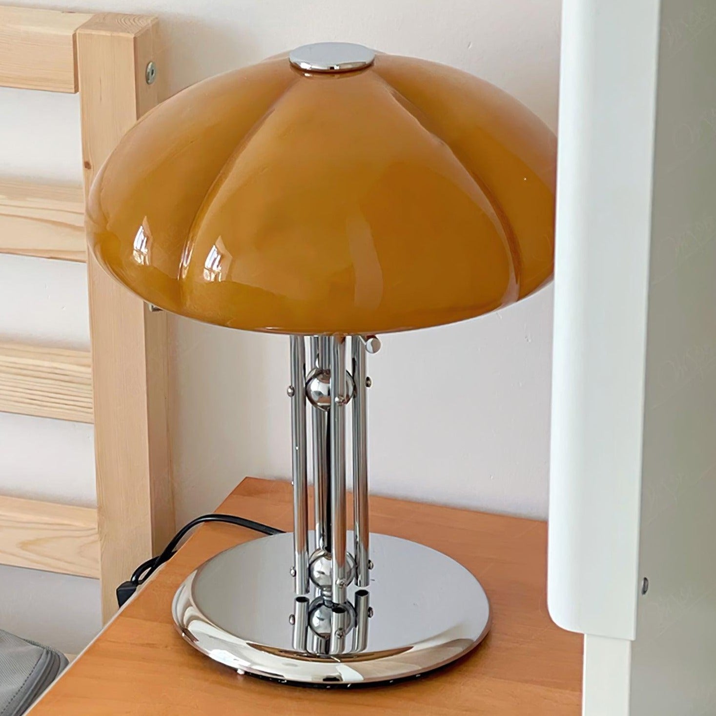 BauPilz Tischlampe – Retro-Stil, Pilzform, Weiß, für Wohnzimmer