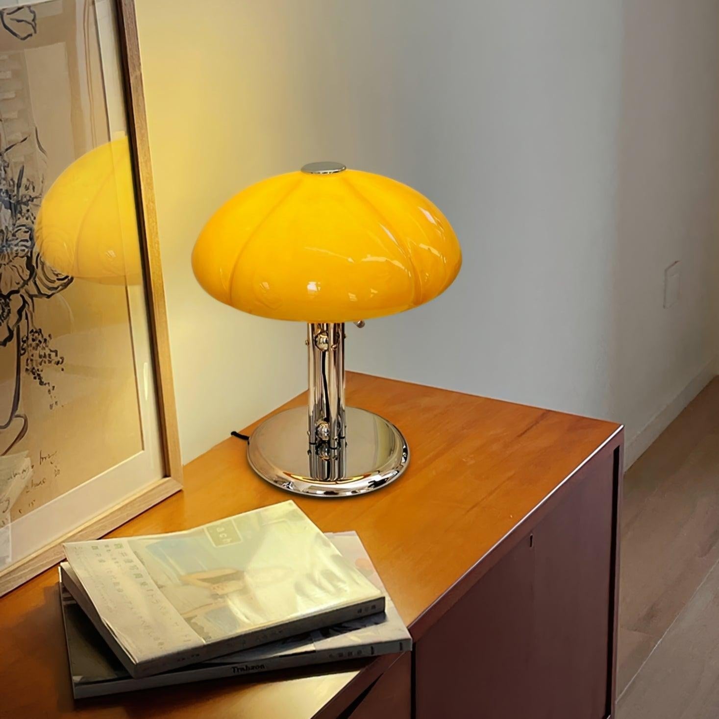 MushGlow Bauhaus Tischlampe – Modernes Pilzdesign Dimmbar Weiß Wohnzimmer
