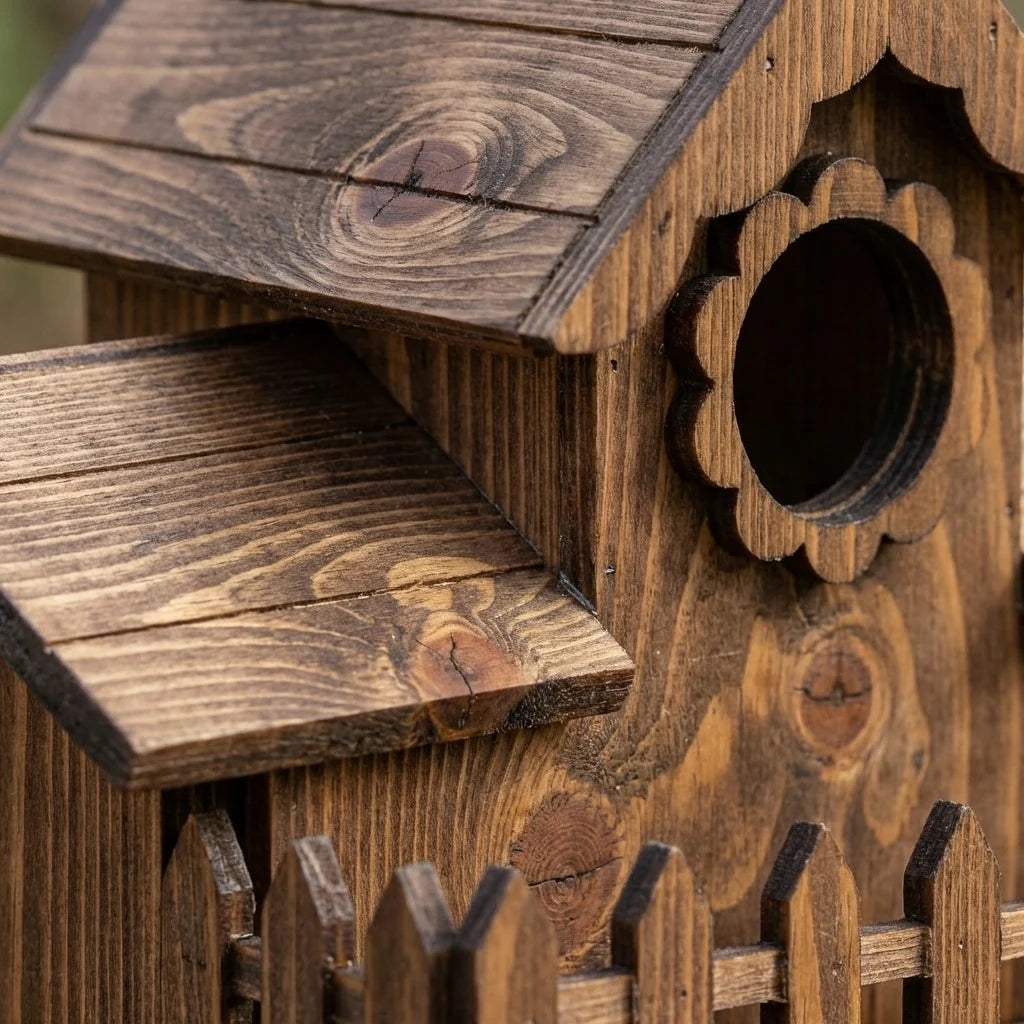 Vogelhaus | Eichenholz, Mehrere Eingänge 7