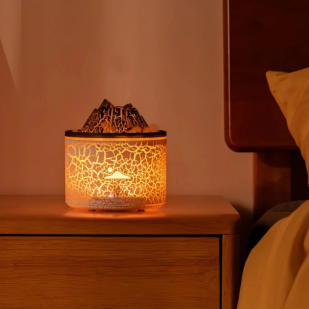 VapoGlow Deko-Luftbefeuchter Vulkanstil  LED schwarz Wohnzimmer